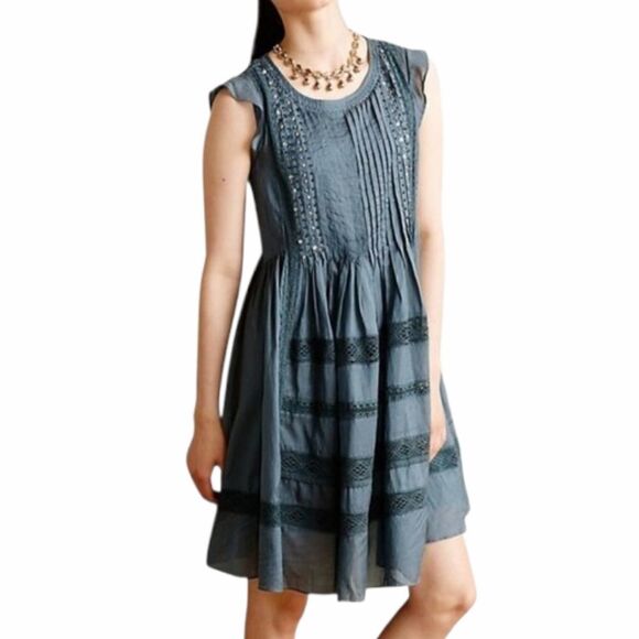 Anthropologie VanessaVirginia gray blue Dress - Picture 1 of 10